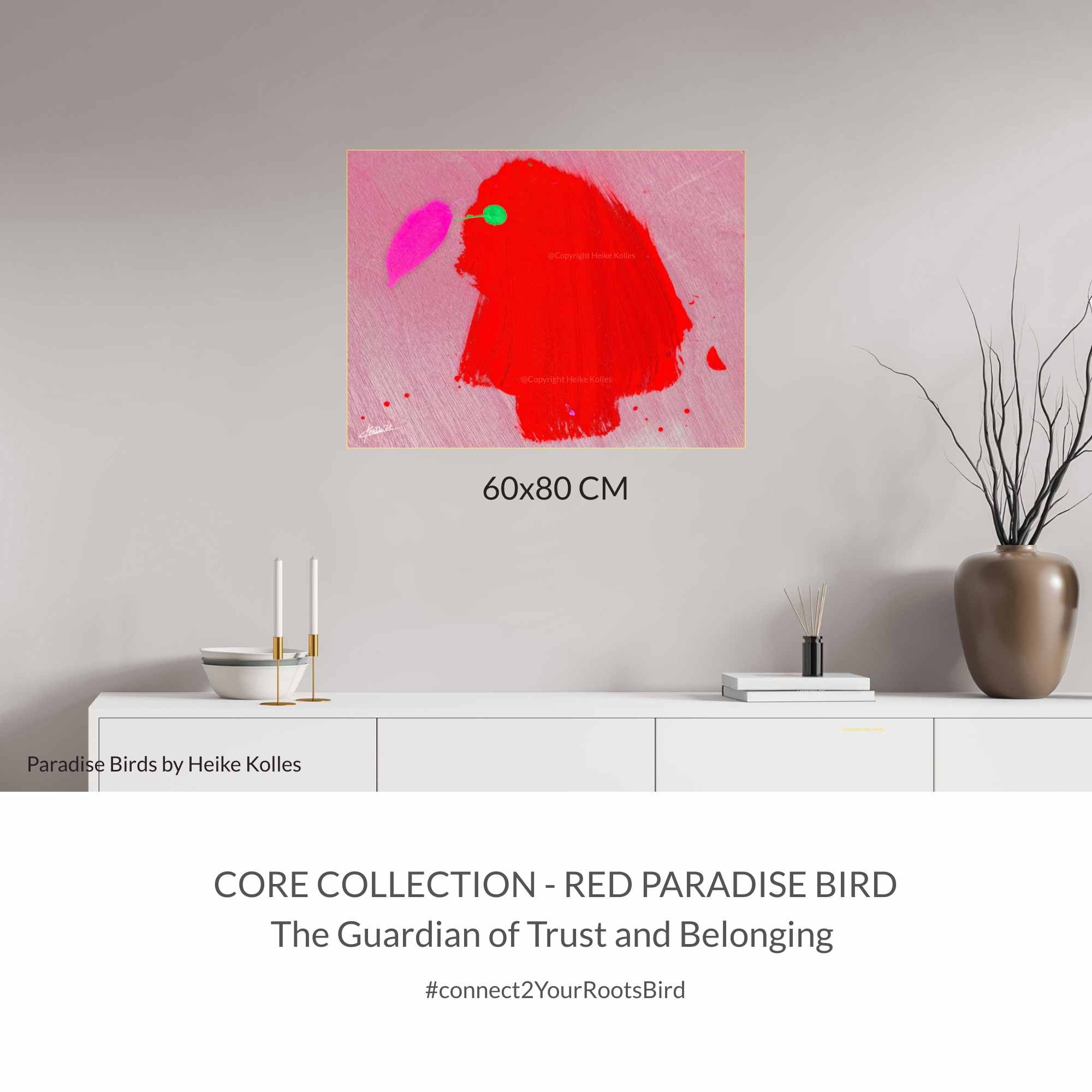ACRYLIC ART DESIGN | RED PARADISE BIRD