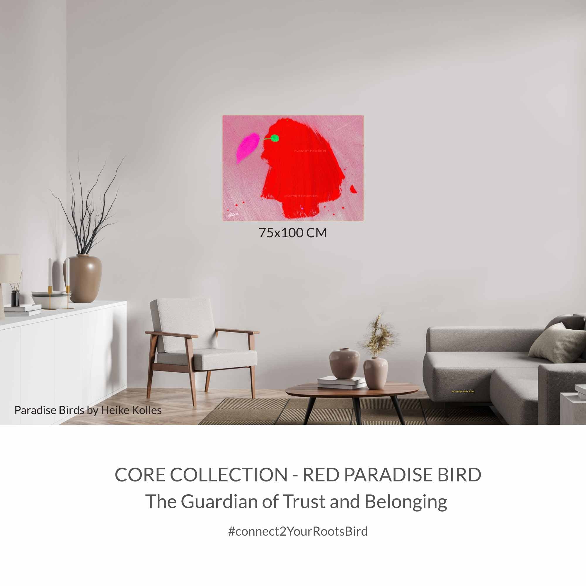 ACRYLIC ART DESIGN | RED PARADISE BIRD