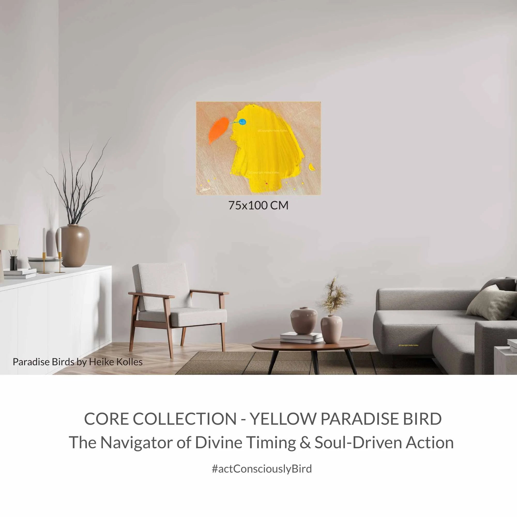 ACRYLIC ART DESIGN | YELLOW PARADISE BIRD