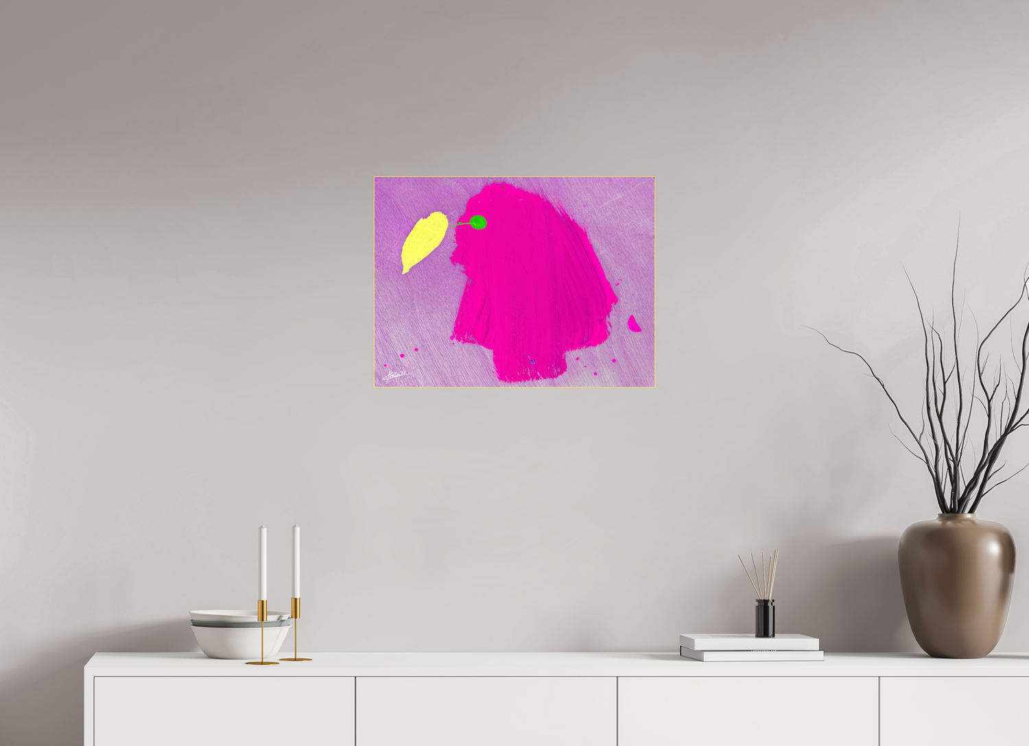 60 x 45 cm, SLIM LINE FRAME ACRYLIC ART DESIGN | PINK PARADISE BIRD