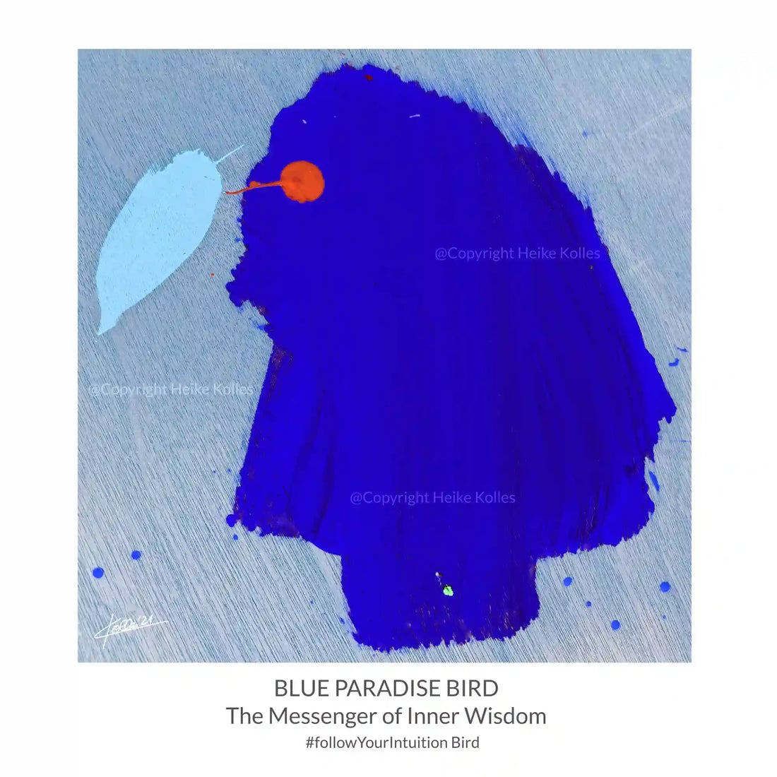 BLUE PARADISE BIRD | POCKET ART™ | LUMINOUS 3D ACRYLIC ART BLOCK