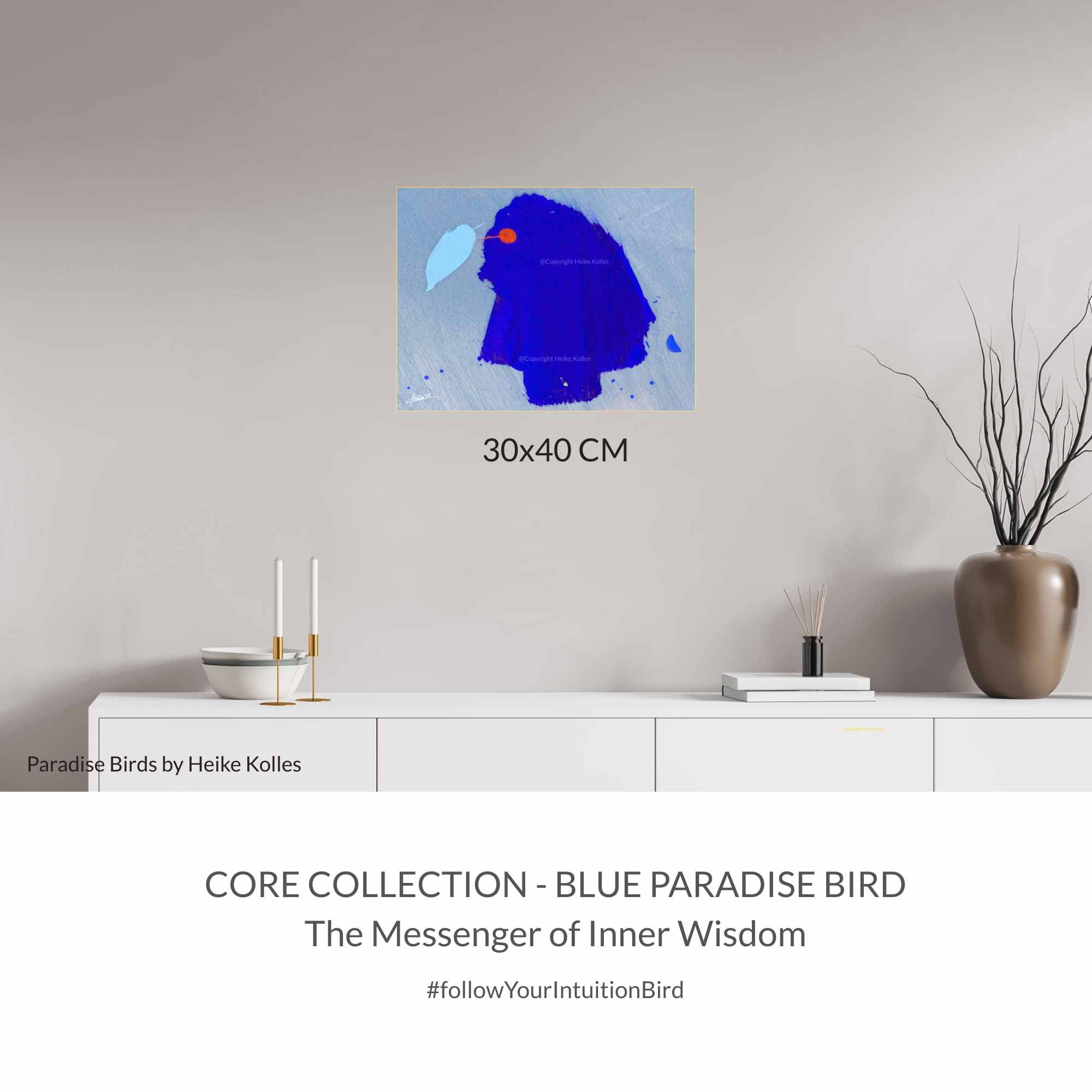 ACRYLIC WALL ART DESIGN | BLUE PARADISE BIRD – HEIKE KOLLES - ART
