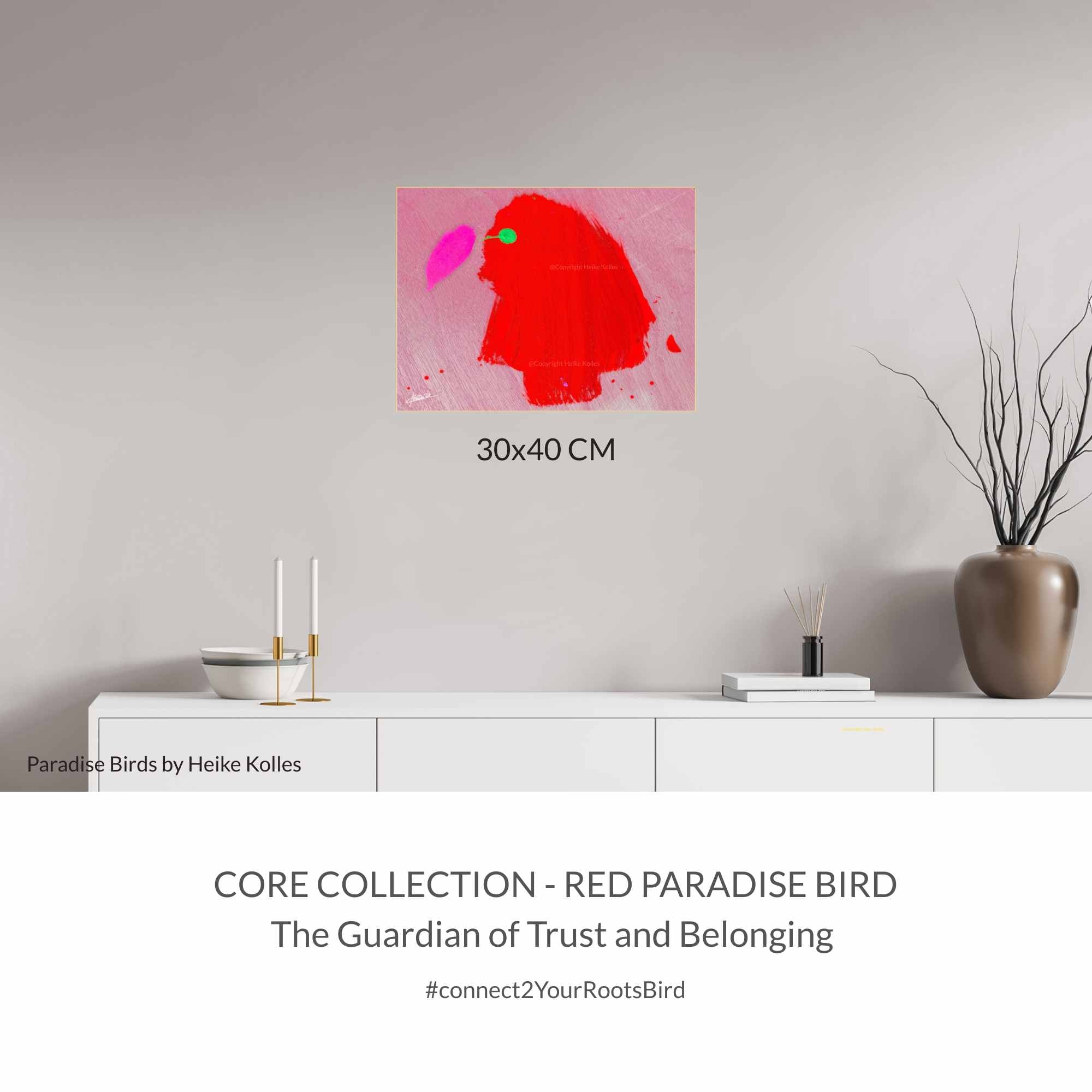 ACRYLIC ART DESIGN | RED PARADISE BIRD
