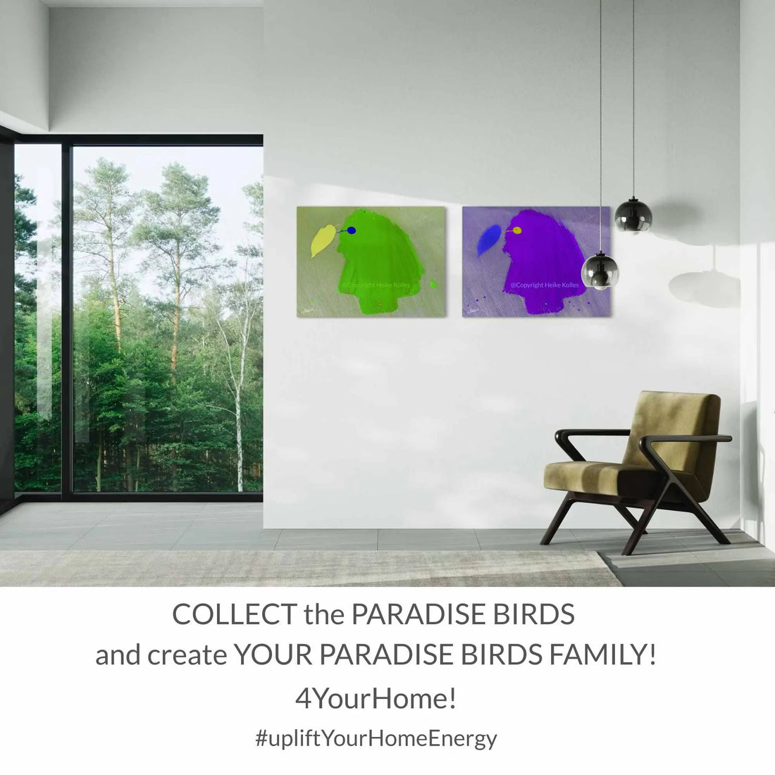 ACRYLIC ART DESIGN | GREEN PARADISE BIRD