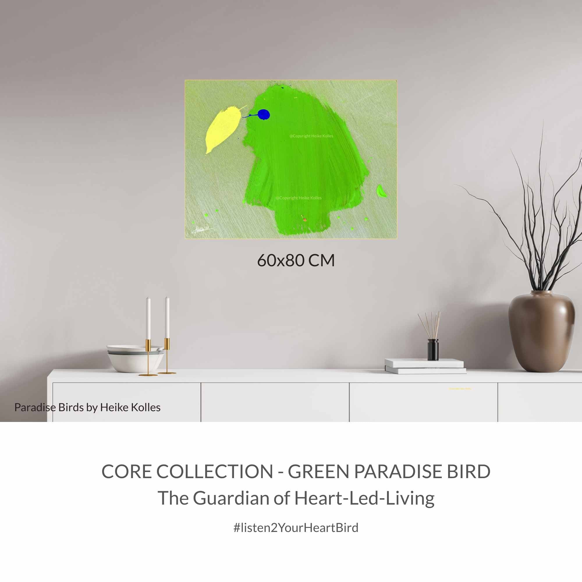 ACRYLIC ART DESIGN | GREEN PARADISE BIRD