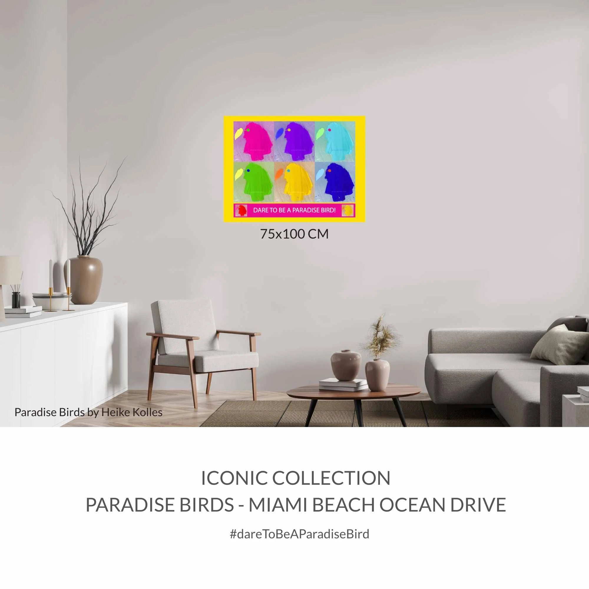 ACRYLIC WALL ART DESIGN  | PARADISE BIRDS | ICONIC - Miami Beach Ocean Drive