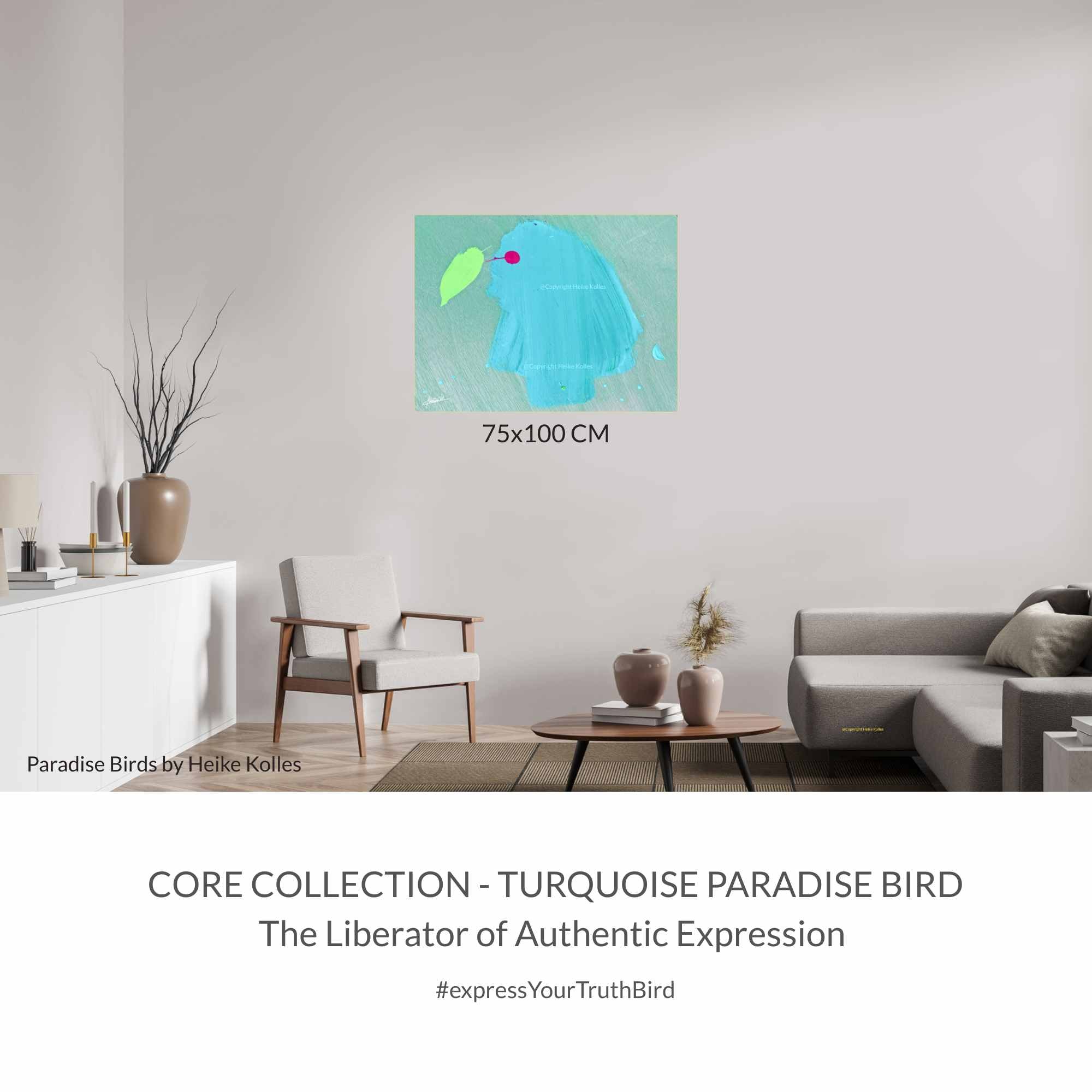 ACRYLIC ART DESIGN | TURQUOISE PARADISE BIRD