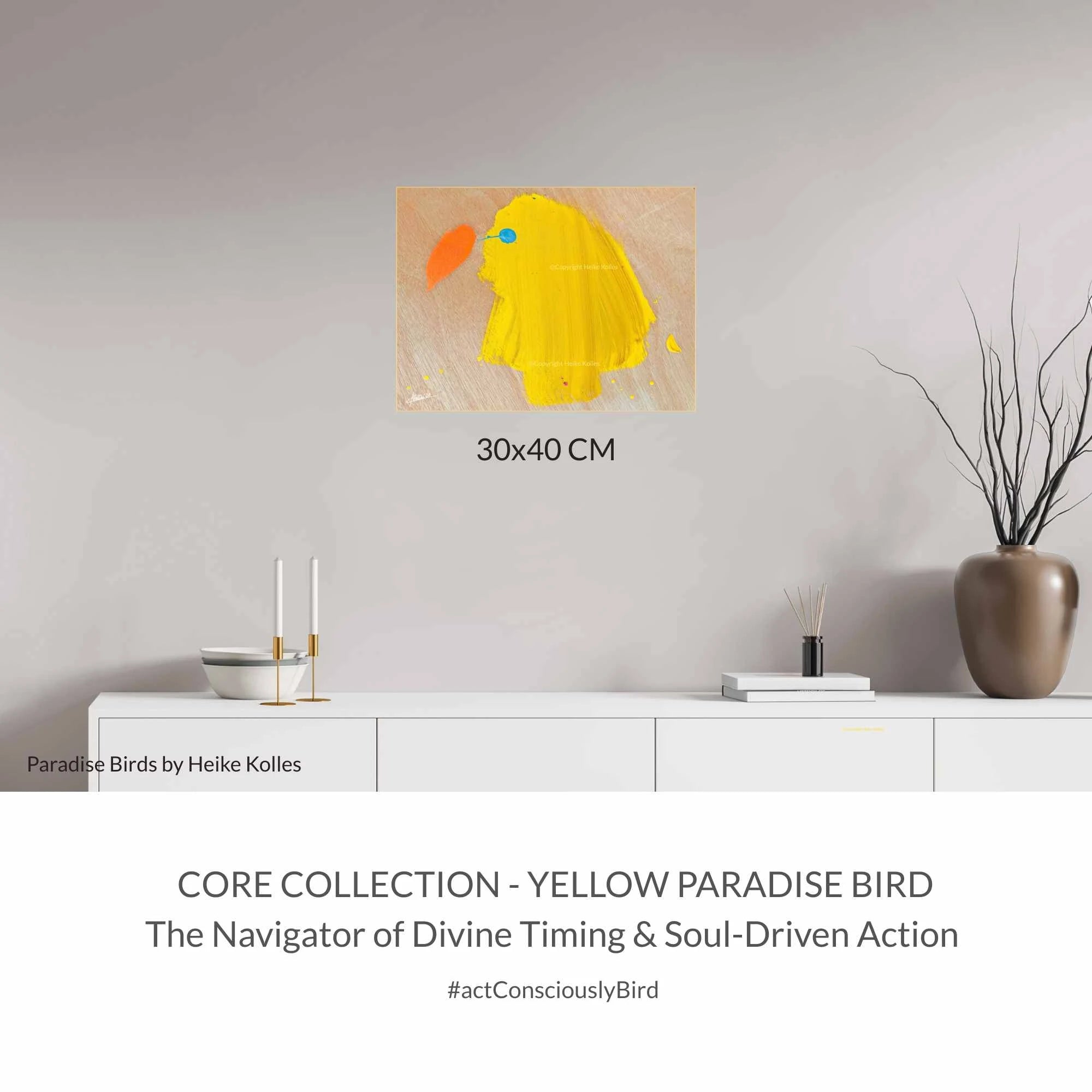 ACRYLIC ART DESIGN | YELLOW PARADISE BIRD