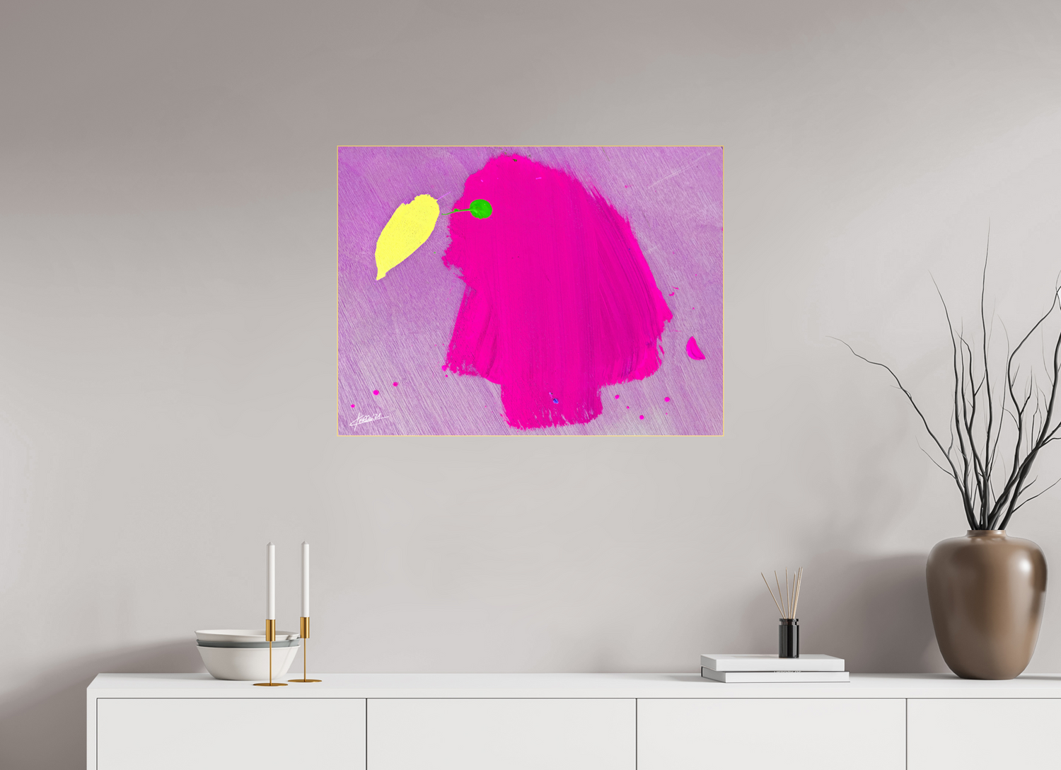 80 x 60 cm, SLIM LINE FRAME ACRYLIC ART DESIGN | PINK PARADISE BIRD
